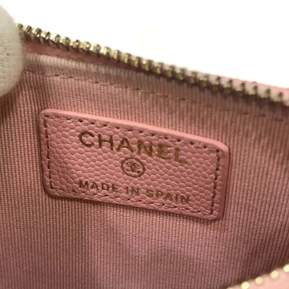 CHANEL Authentic Pink Caviar Leather Wallet